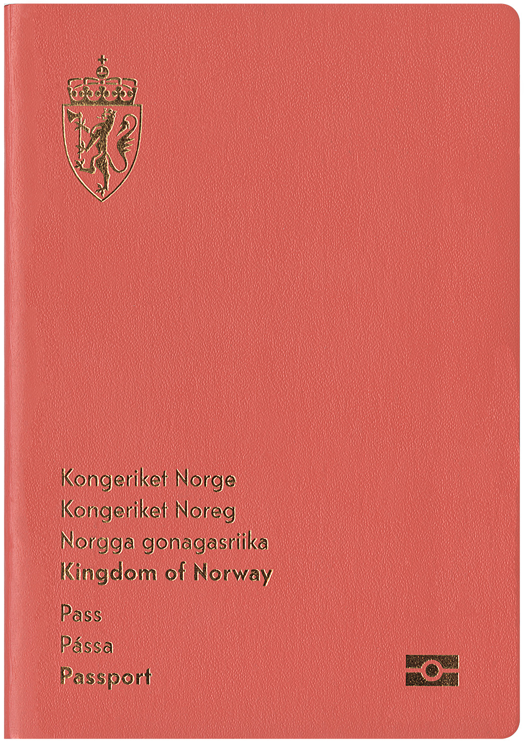 Bildet viser forsiden p&aring; et norsk pass.